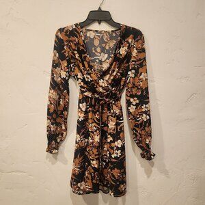 Shein, floral and leaf print dress, size S/4
